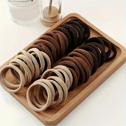 28/35pcs Solid Color Elastic Hair Ties - Durable Ponytail Holders