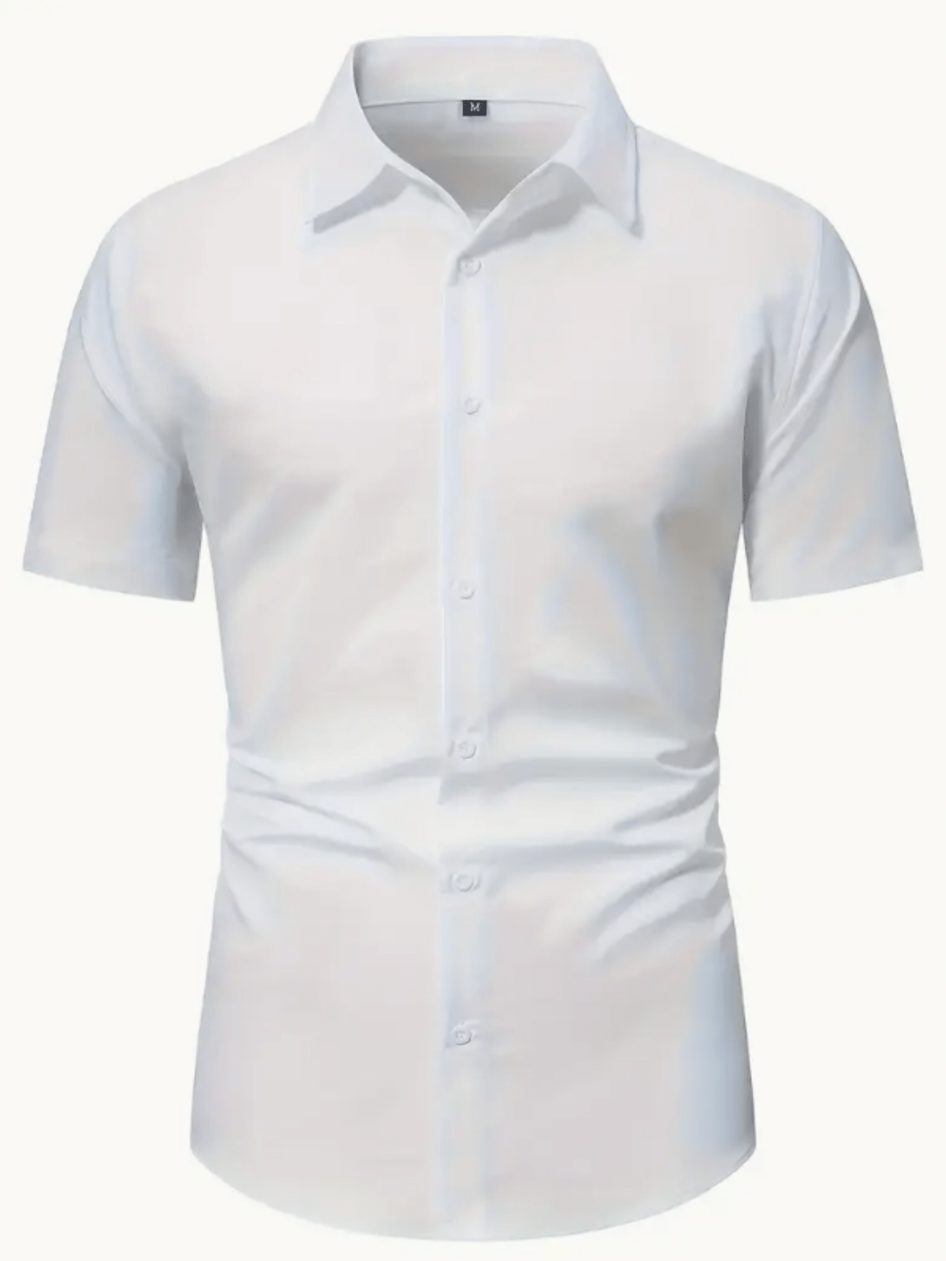 Men's Stretch Solid Color Short Sleeve Shirt for Summer