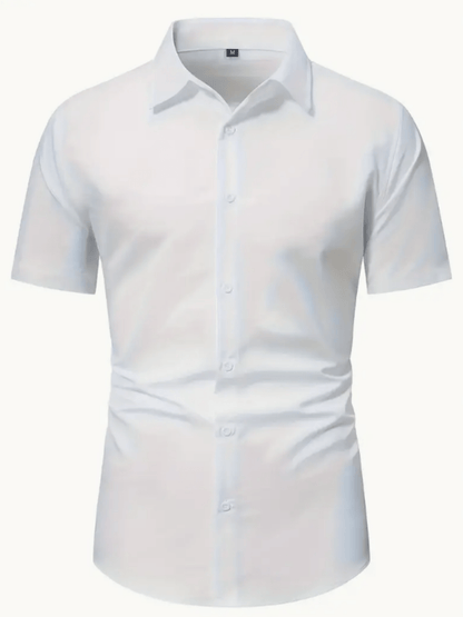 Men's Stretch Solid Color Short Sleeve Shirt for Summer