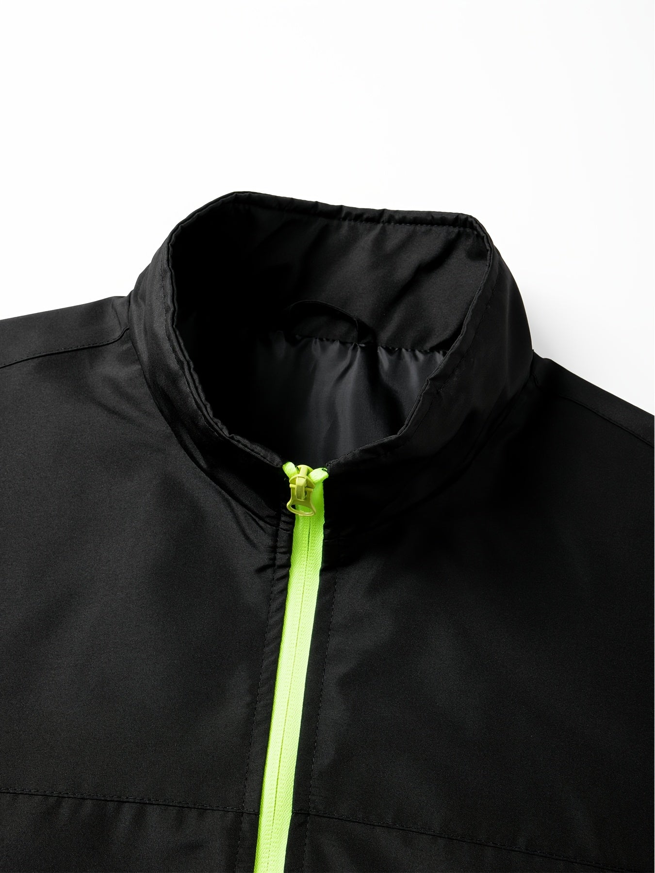Men's Color Block Sportswear Set with Stand Collar Jacket & Pants