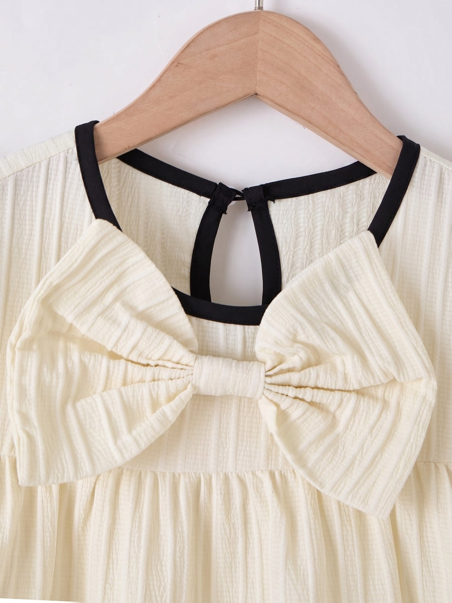 Girls Spring Summer Bow Sleeve Top & Wide-Leg Pants Set