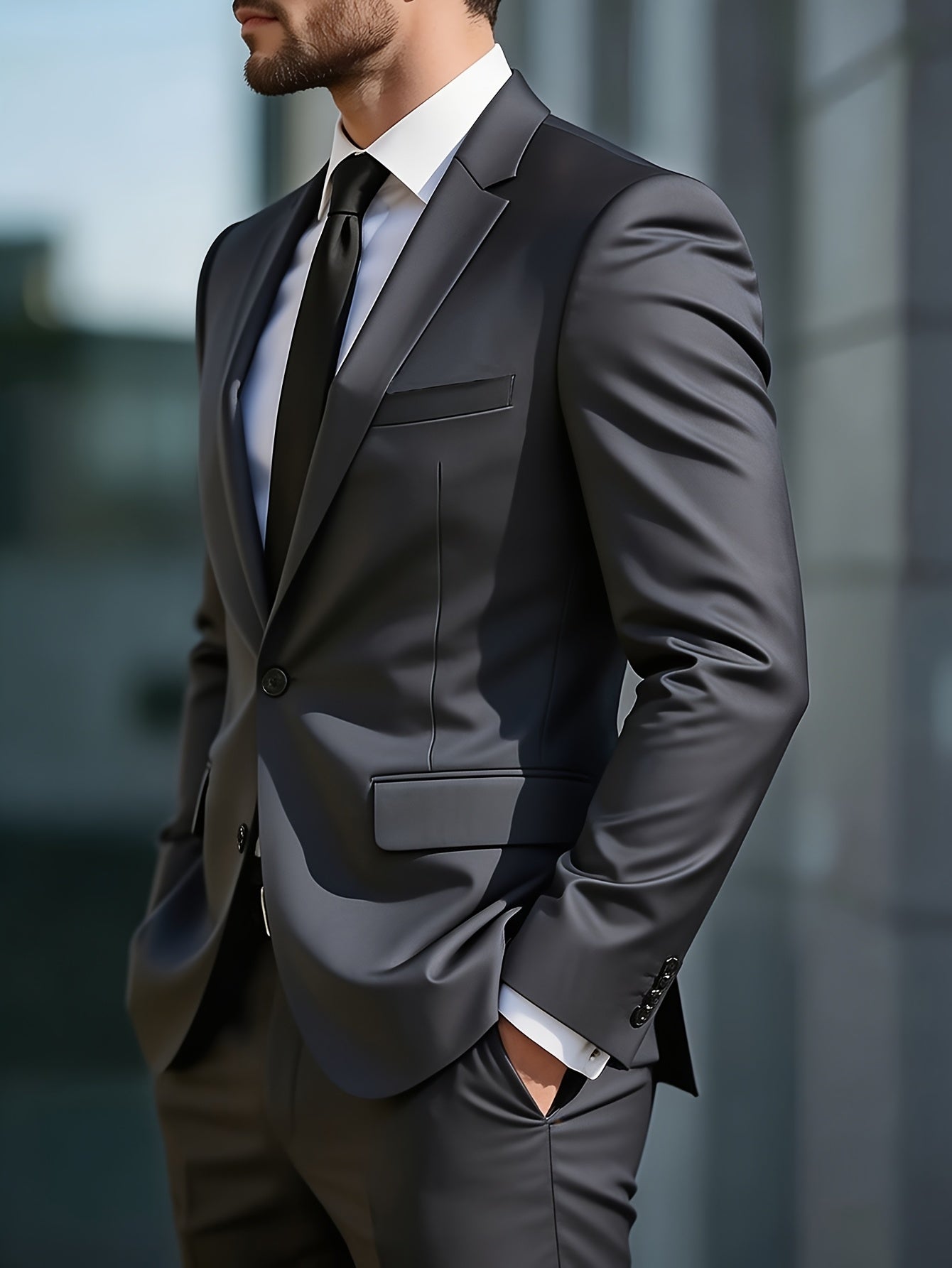 Men's Slim Fit Single-Breasted Business Suit Jacket