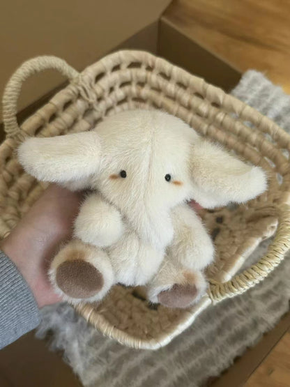 New Cream White Big Ears Elephant Plush Toy, Adorable Fluffy Doll Pendant Valentine's Day Gift