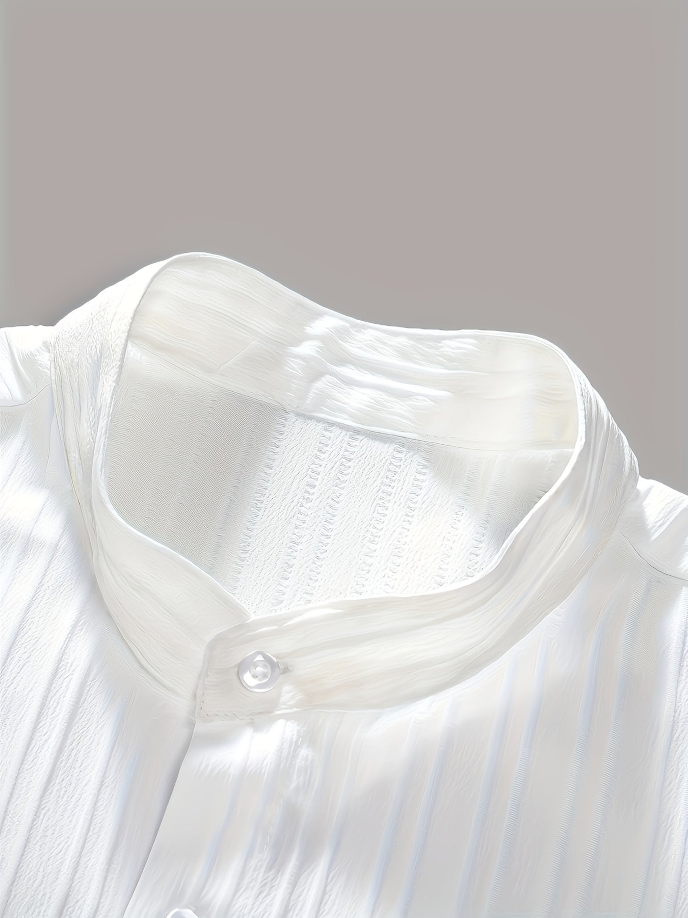 Men's Summer Casual Polyester Set with Stand Collar Shirt & Pants