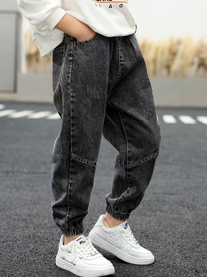 Boys' Casual Ribbed Jogger Pants for Spring and Fall