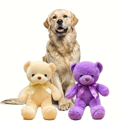 Pet Supplies Teddy Bear Style Design Pet Plush Dog Toy, Purple, Brown, Blue, White, Beige 5 Colors Available, Soft and Comfortable Plush Material, Filled Animal Plush Toys, Softly Filled Animals Hug Companion Toys, Suitable f