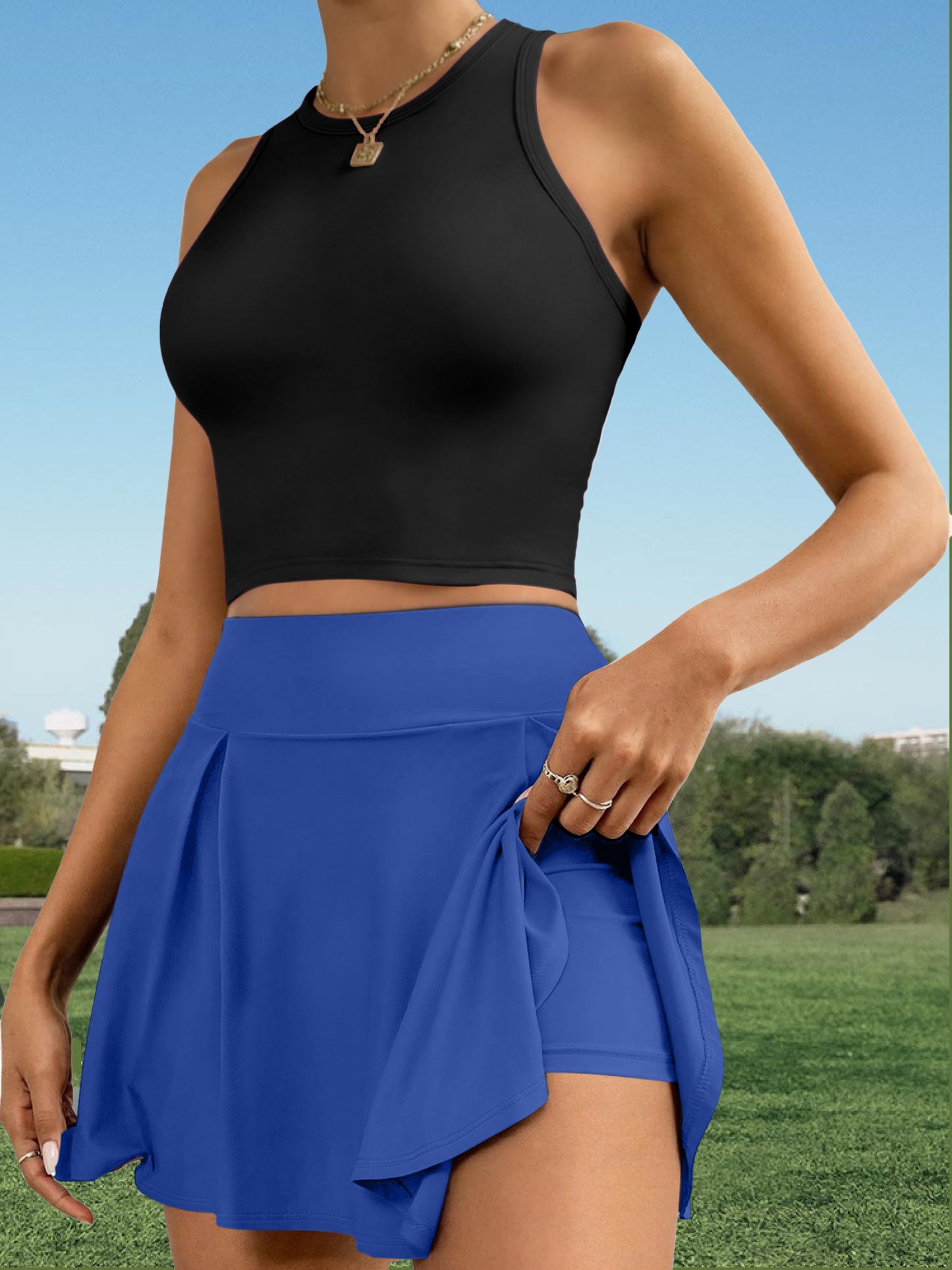 Women's Sleeveless Romper and Vest Set with Safety Shorts