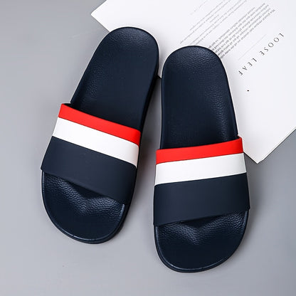 Unisex Striped Quick-Dry Anti-Slip Shower Slippers