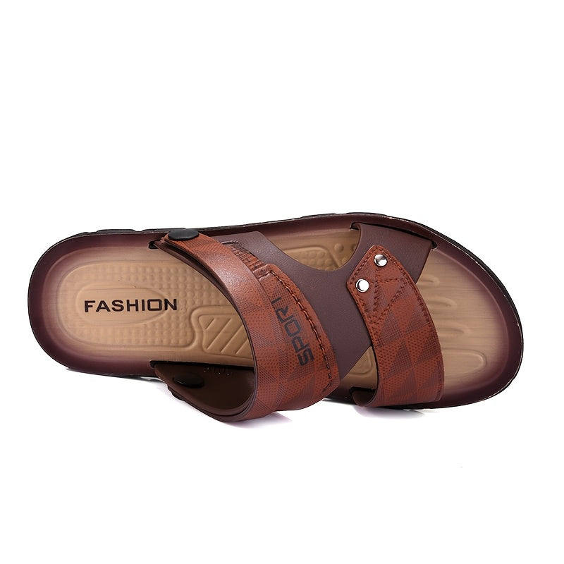 Men's Adjustable Strap Slip-On Sandals with Thick Sole