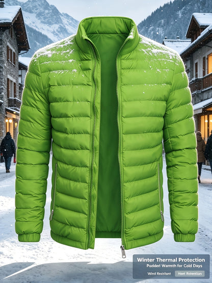 Men's Casual Stand Collar Zipper Jacket for Fall and Winter