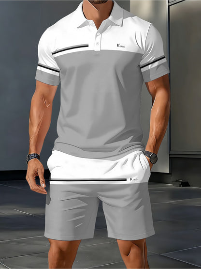 Men's Casual Polo Shirt & Shorts 2-Piece Summer Set