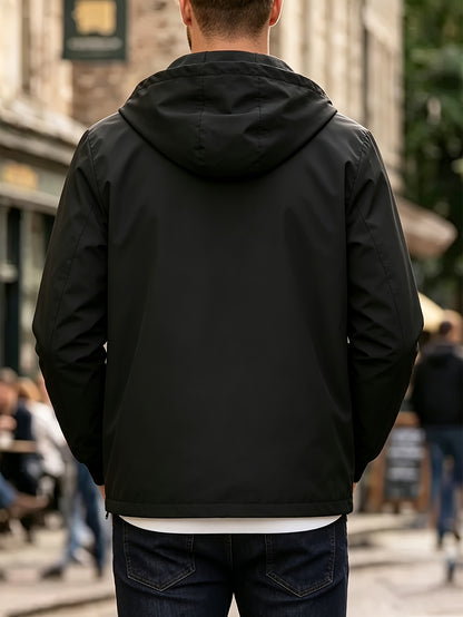 Men's Casual Hooded Drawstring Jacket Lightweight Softshell