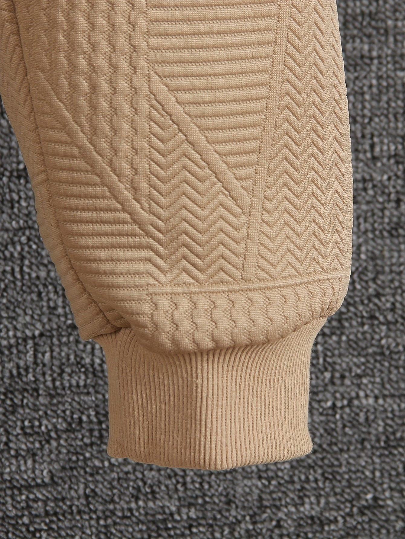 Cozy Fleece Zip-Up Hoodie & Pants Set - Beige Geometric Pattern, Long Sleeve Casual Winter Outfit with Pockets, Elastic Waistband, and Button-Up Front, Perfect for Fall/Winter, Cozy Clothing | Playful Design | Elastic Waistba