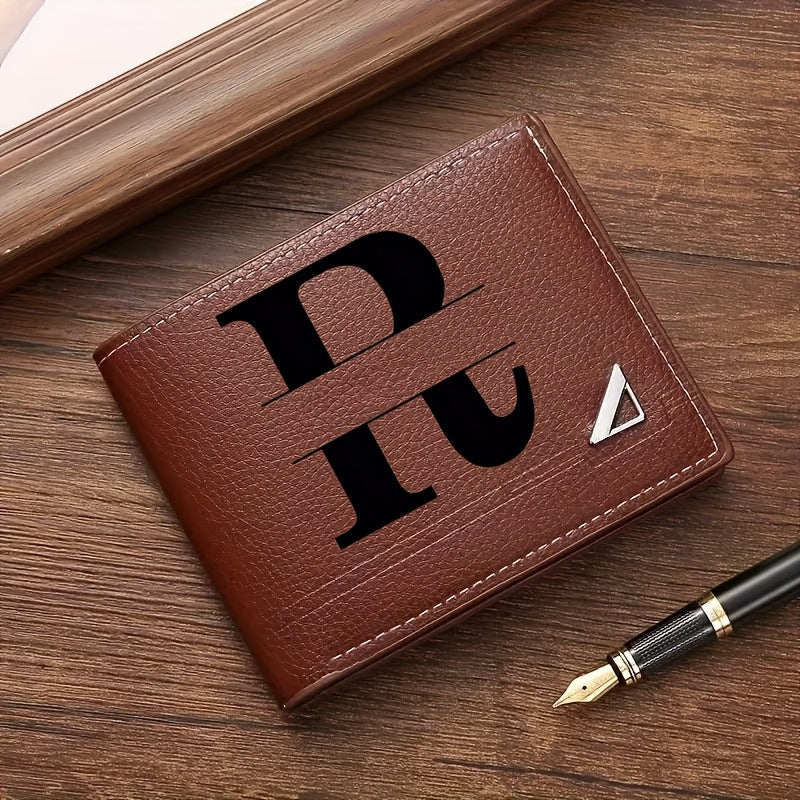 Custom Letter Solid Color Men's Wallet, Black Stylish Foldable Card Holder, Casual Men's Coin Purse, Suitable as a Birthday Gift for Husband, Holiday Anniversary Gift