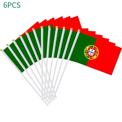 6/12pcs Small Portuguese Handheld Flags, Weather Resistant Polyester