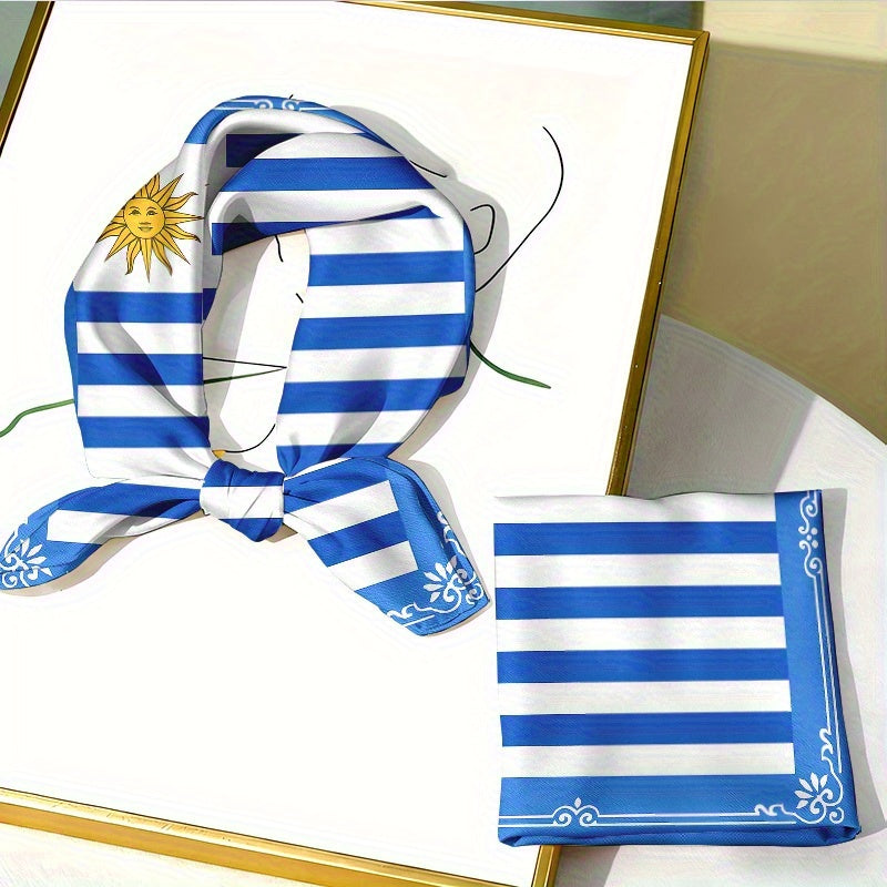 Uruguayan Flag Scarf 35-Inch Square Breathable Polyester