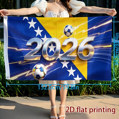 Bosnian Football Flag 2D Flat Single-Sided Party Decor