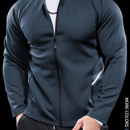 Men's Athletic Jacket - Quick-Dry Gym Coat with Zipper Closure, Lightweight Workout Jacket for Running, Hiking, Training - Olive Green Athletic Outerwear (Machine Washable) - Bodybuilding & Casual Streetwear, Workout Clothes,