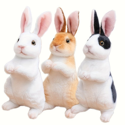 1pc Plush Rabbit Toy in White, Beige, And Black - an Adorable Stuffed Bunny, Perfect for Birthday Gifts And Easter Decorations, Made of Soft Polyester Fabric, Synthetic Fiber Material, And Filled with PP Cotton, Plush Figures