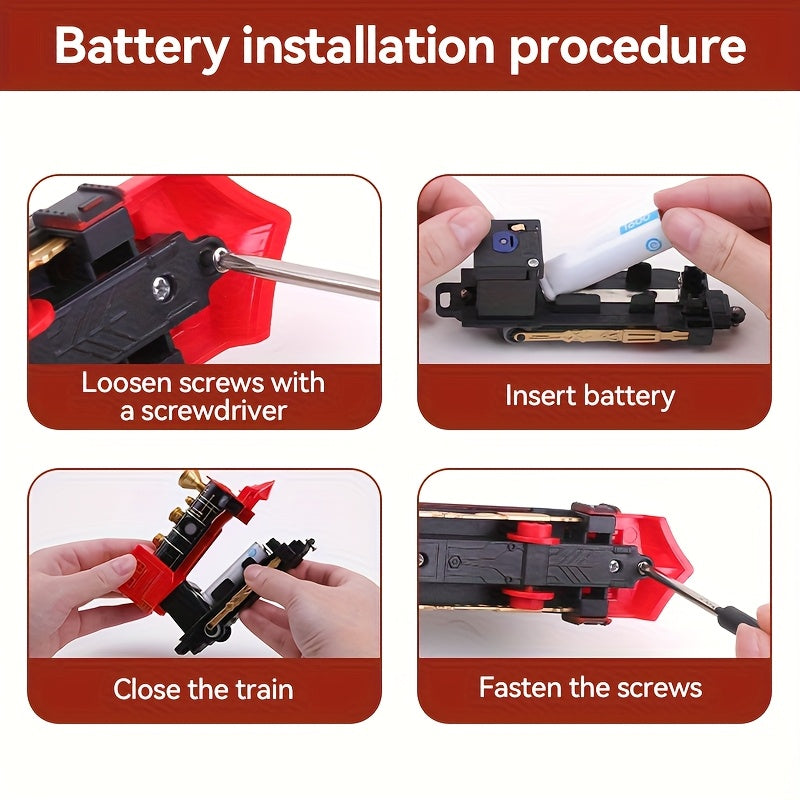 Electric Christmas Train Set | Hanging Christmas Tree Decoration, Indoor & Outdoor Use, Battery Powered, Weather Resistant, Suitable for Children, Red, Green - QWK Brand