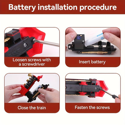 Electric Christmas Train Set | Hanging Christmas Tree Decoration, Indoor & Outdoor Use, Battery Powered, Weather Resistant, Suitable for Children, Red, Green - QWK Brand