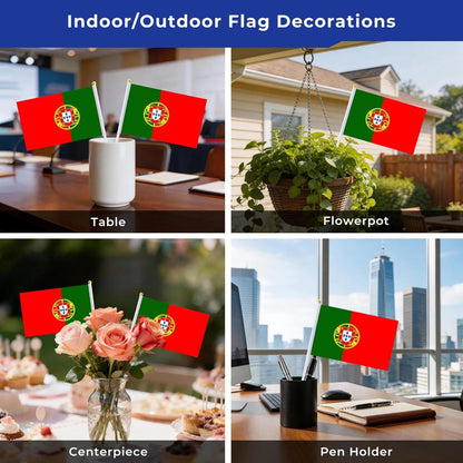 6/12pcs Small Portuguese Handheld Flags, Weather Resistant Polyester
