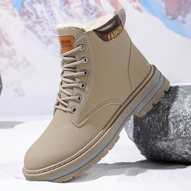 Men's Plus Size Ankle Boots with Plush Lining for All Seasons