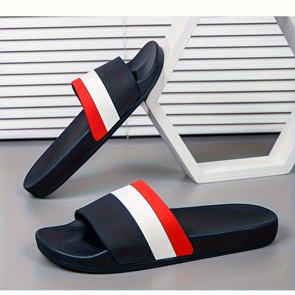 Unisex Striped Quick-Dry Anti-Slip Shower Slippers