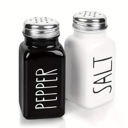 2pcs Salt And Pepper Shakers Set, Glass Spice Shaker With Stainless Steel Lid, Salt And Pepper Jar Set, Wedding Gifts, Mother's Day GiftsKitchen Supplies, Kitchen Decor Kitchen Accessories