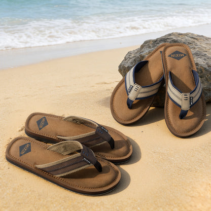 Men's Casual Flip-Flops with Woven PU Strap and EVA Sole