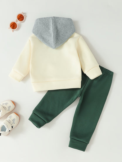 Boys' Fall/Winter Hooded Sweatshirt and Casual Sport Pants Set