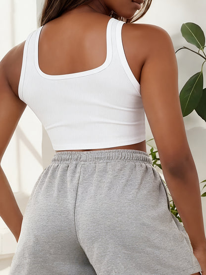 Buttery-Soft Crop Tank & Drawstring Shorts Set for Casual Comfort