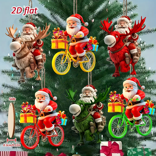 2D Flat, [2D Flat] 6pcs/12pcs Stylish Santa Claus Wooden Hanging Ornaments, Christmas Decoration Set, 2D Wooden Wall Art, New Year Gift Home Décor, Trendy Holiday Party Accessories for Tree, Garden, House & Backpack – Perf