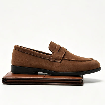 Men's PU Slip-On Loafers with Thick Sole and Round Toe