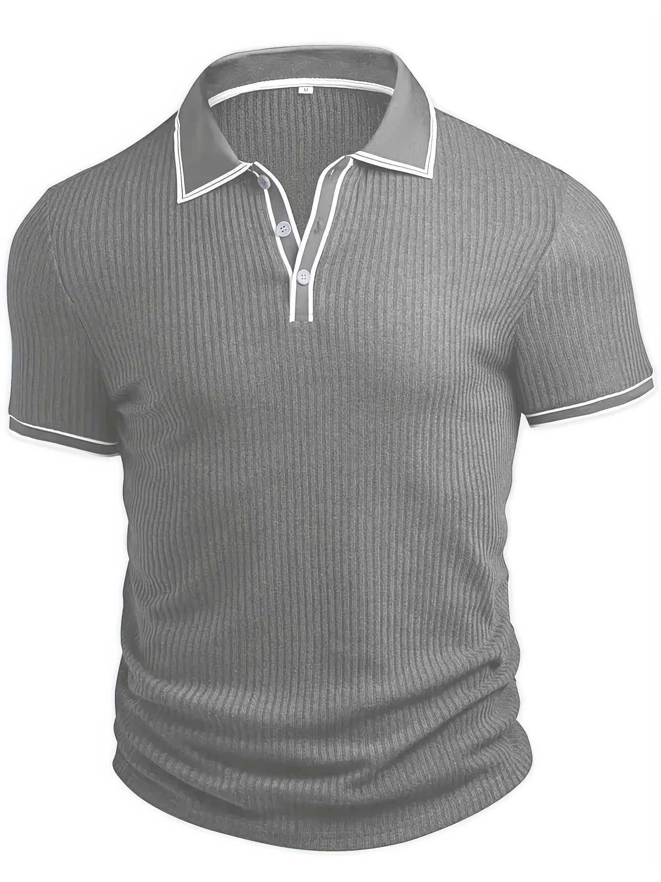 Men's Summer Casual Polo Shirt with Contrast Collar