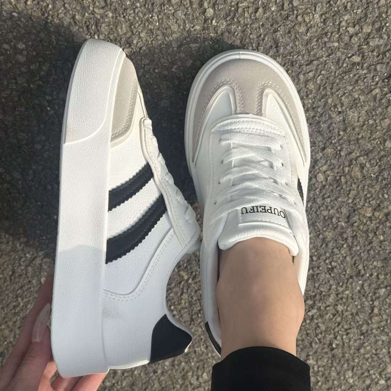 Women's Retro Platform Sneakers, Chunky Lace-Up Casual Shoes
