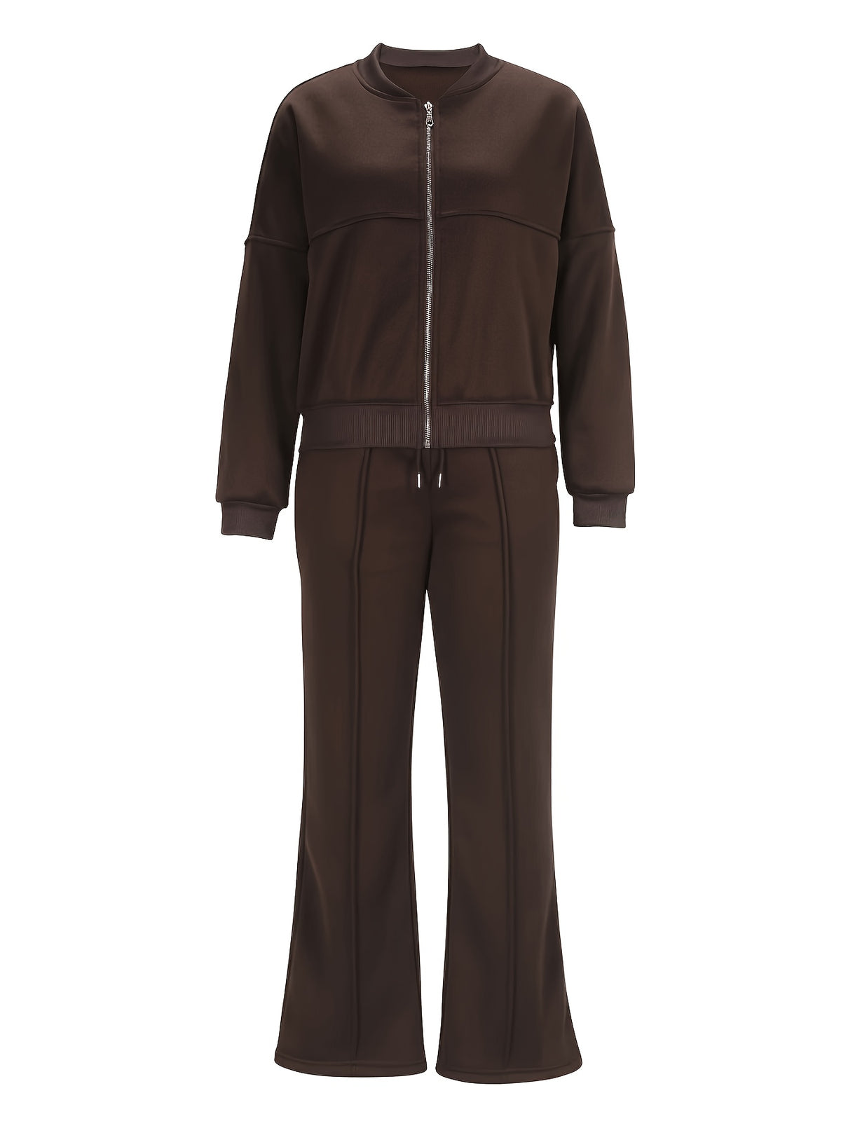 Women's Casual Long Sleeve Zipper Top & Pants Set for Fall - ayq