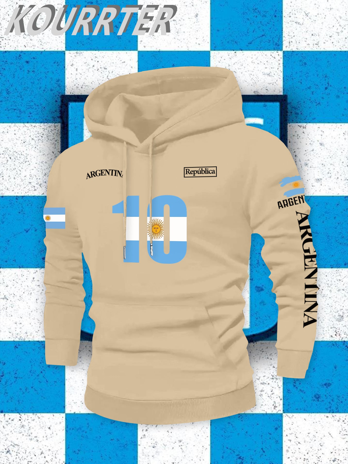Men's Argentina Flag Hooded Sweatshirt - Casual Winter Pullover