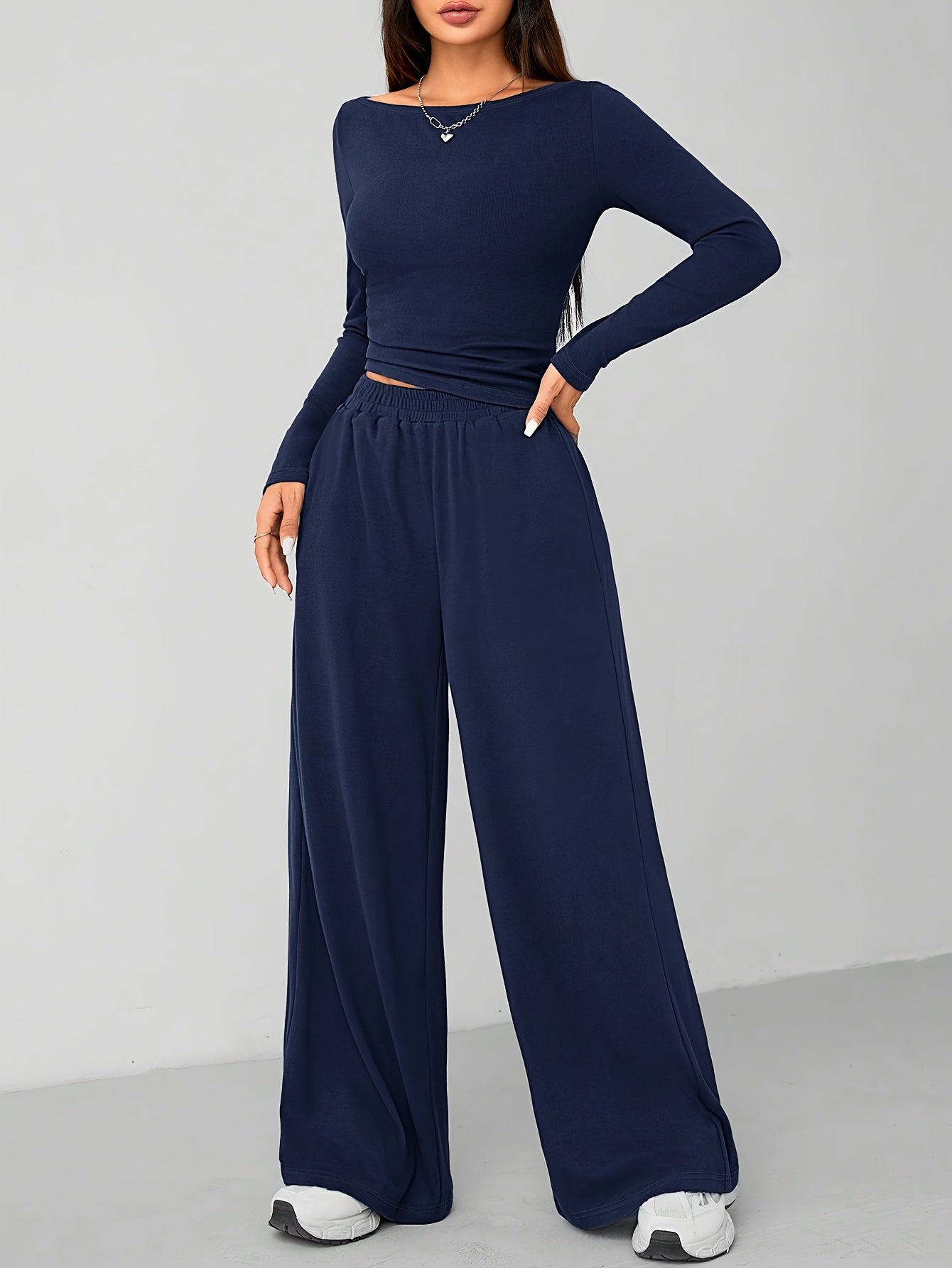 Relaxed Fit Women's Flared Pants Two-Piece Fashion Irregular Home Set