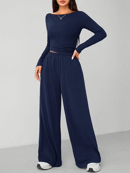 Relaxed Fit Women's Flared Pants Two-Piece Fashion Irregular Home Set