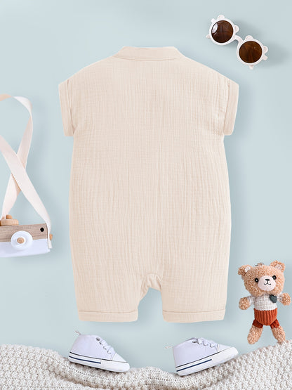 Baby Boys' Summer Cotton Onesie Romper in Bean Green