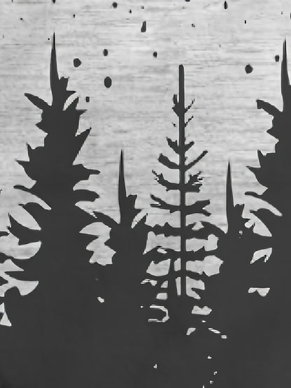 Men'S Plus Size Long Sleeve Henley Shirt with Forest & Deer Application, 100% Polyester Knit Fabric, Regular Fit Sporty & Party Top with Collared Neck and Slight Stretch - Printed Design