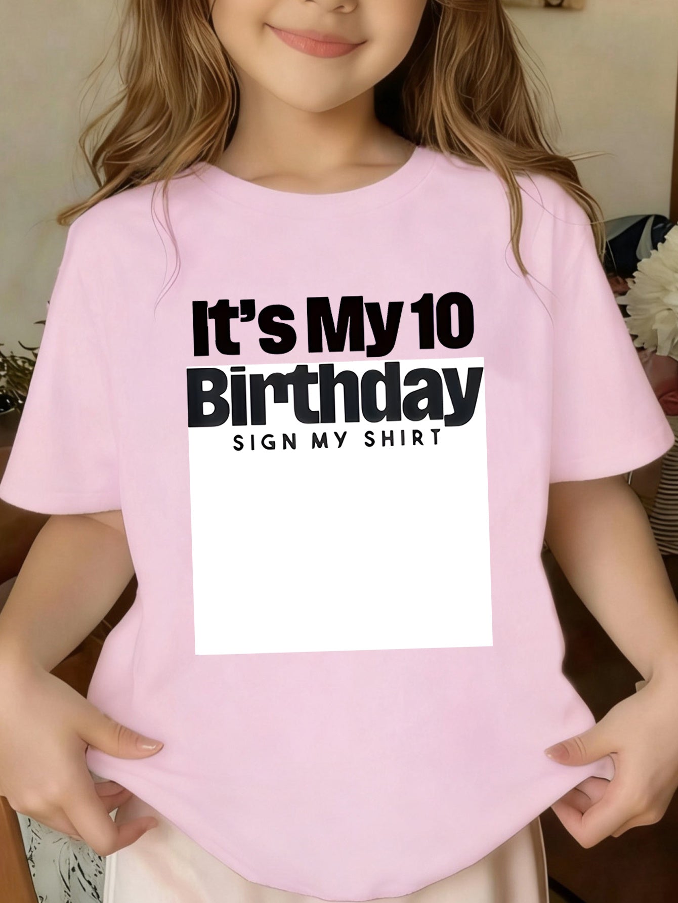 Girls' 10th Birthday Short Sleeve Cotton T-Shirt Casual Style