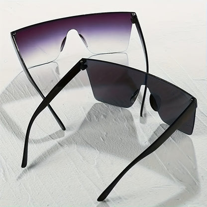 2 Pairs of Summer Fashion Glasses, Personalized One-Piece Fashionable Men'S And Women'S Same Couple Glasses, Large Frame Flat-Top Trendy Glasses Combination, Suitable for Street Photography, Daily Commuting Decorative Glasses