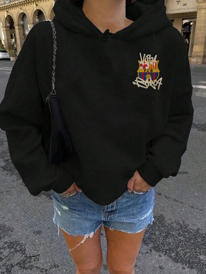Women's Casual Graphic-Print Hooded Sweatshirt for Fall Winter