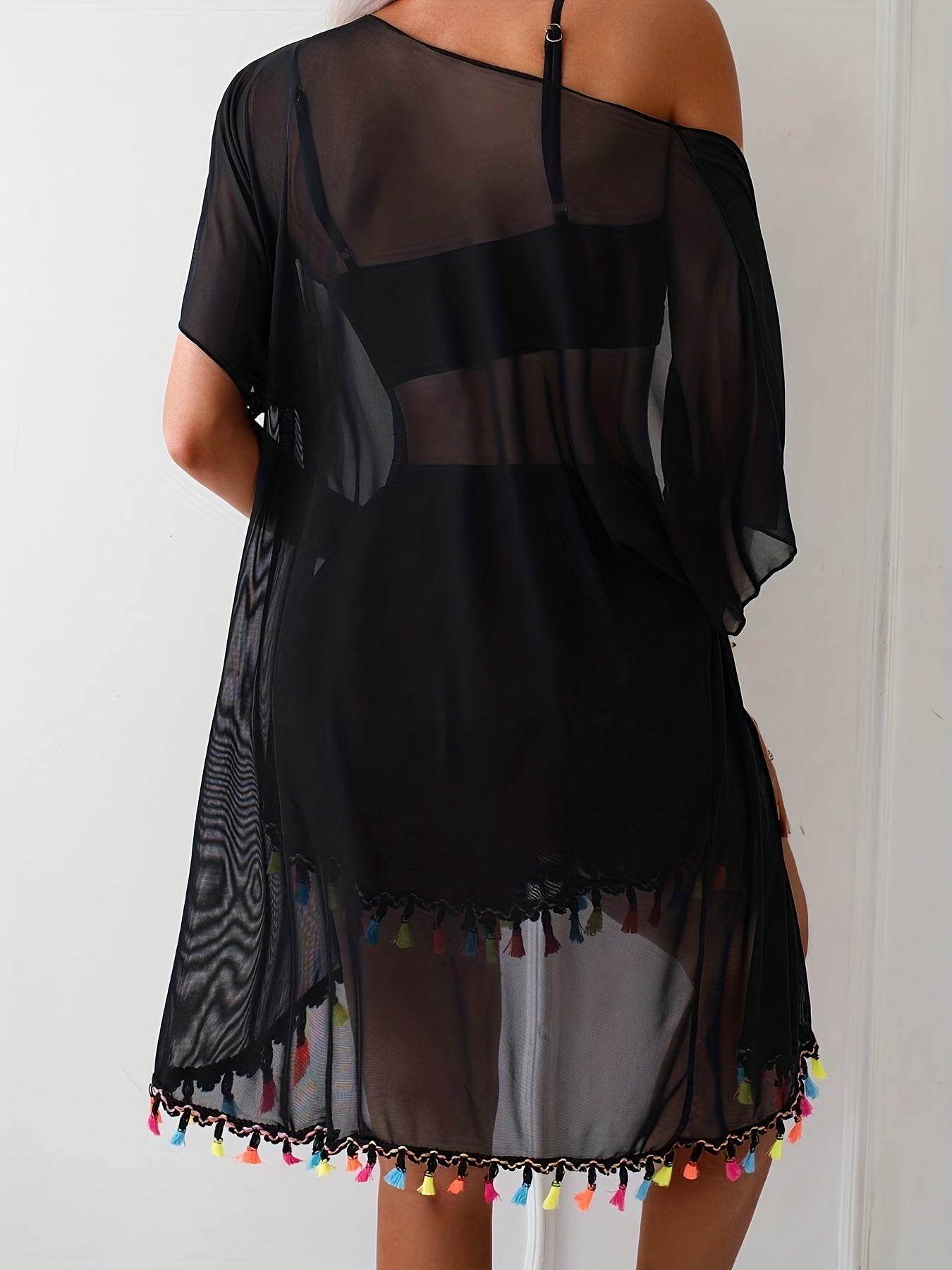 Plus Size Tribal Four-Piece Bikini Set with Cover-Up