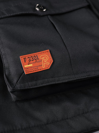 Men'S Winter Fleece-Lined Military-Style Jacket - Thickened Zip-Up Coat with Large Pockets, Olive Green Casual Winter Coat for Outdoor Activities, Winter Coats, Durable Fabric Coat