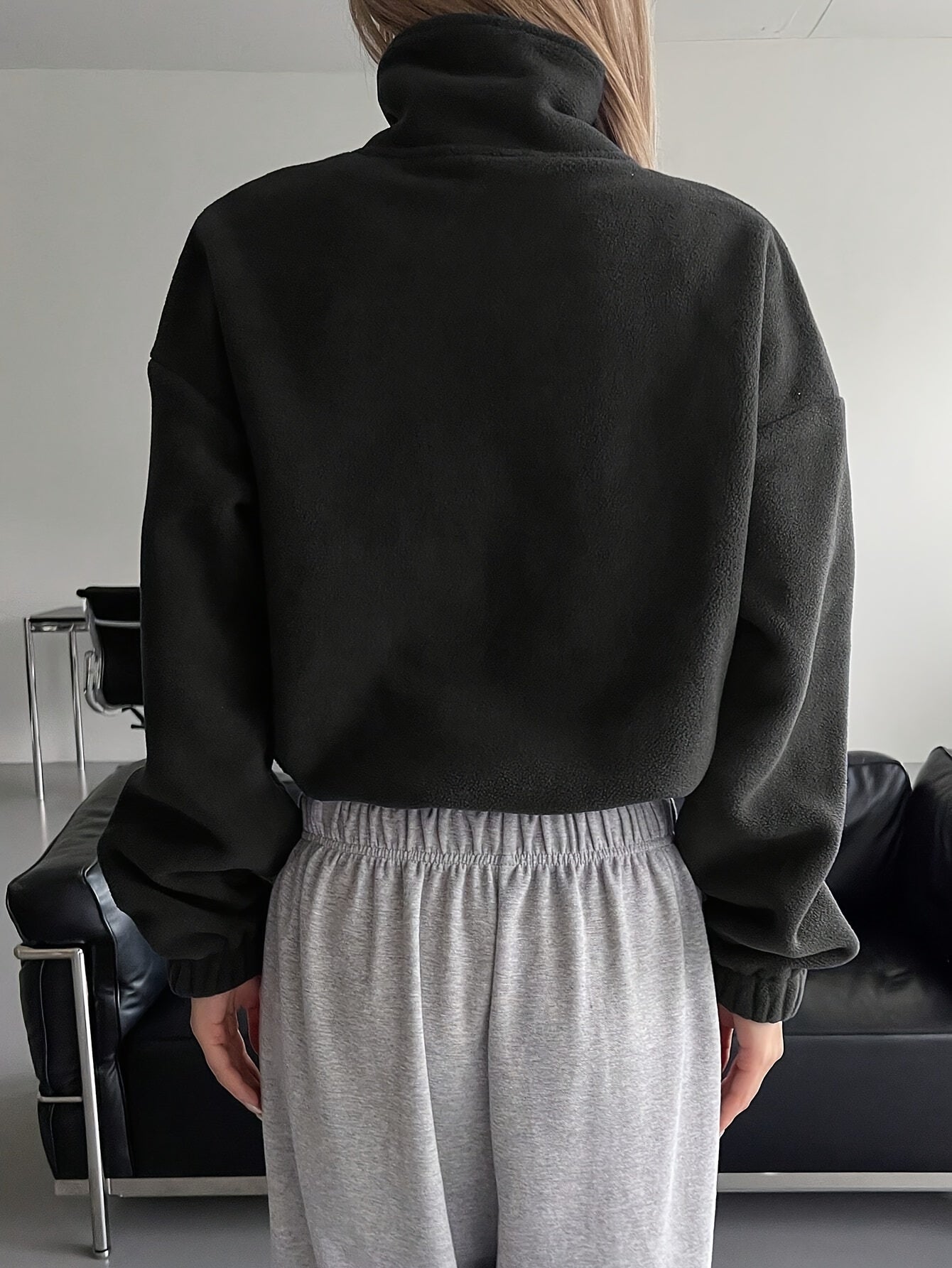 Women'S Casual Zippered Front Drawstring Hem Jacket - High-Neck Long Sleeve with Pockets, All-Season Comfort, Machine Washable, Versatile for Casual Attire, Casual Wear Jacket | Highneck Jacket | Zippered Jacket