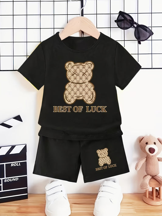 Newborn Baby Boy Cartoon Bear T-Shirt & Shorts Set