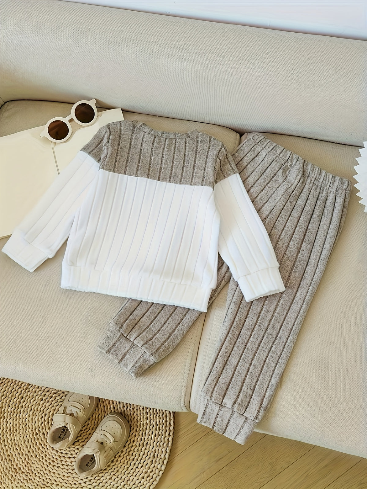 Baby Boy Color-Block Sweater & Pants Set for Fall - ayq